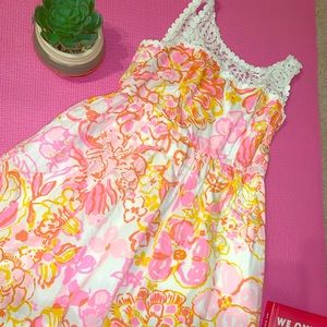 ORANGE AND PINK FORAL LILY PULIZTER DRESS